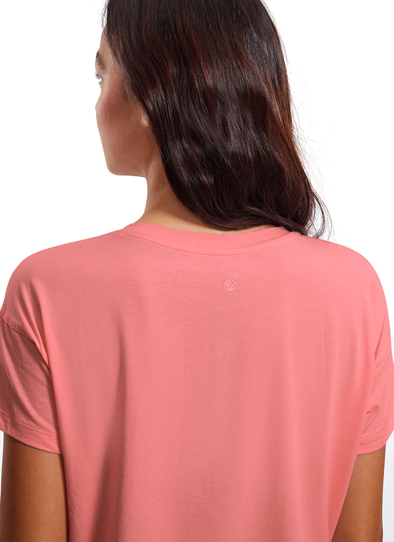 Pima Cotton Crew Neck Cropped Short Sleeve