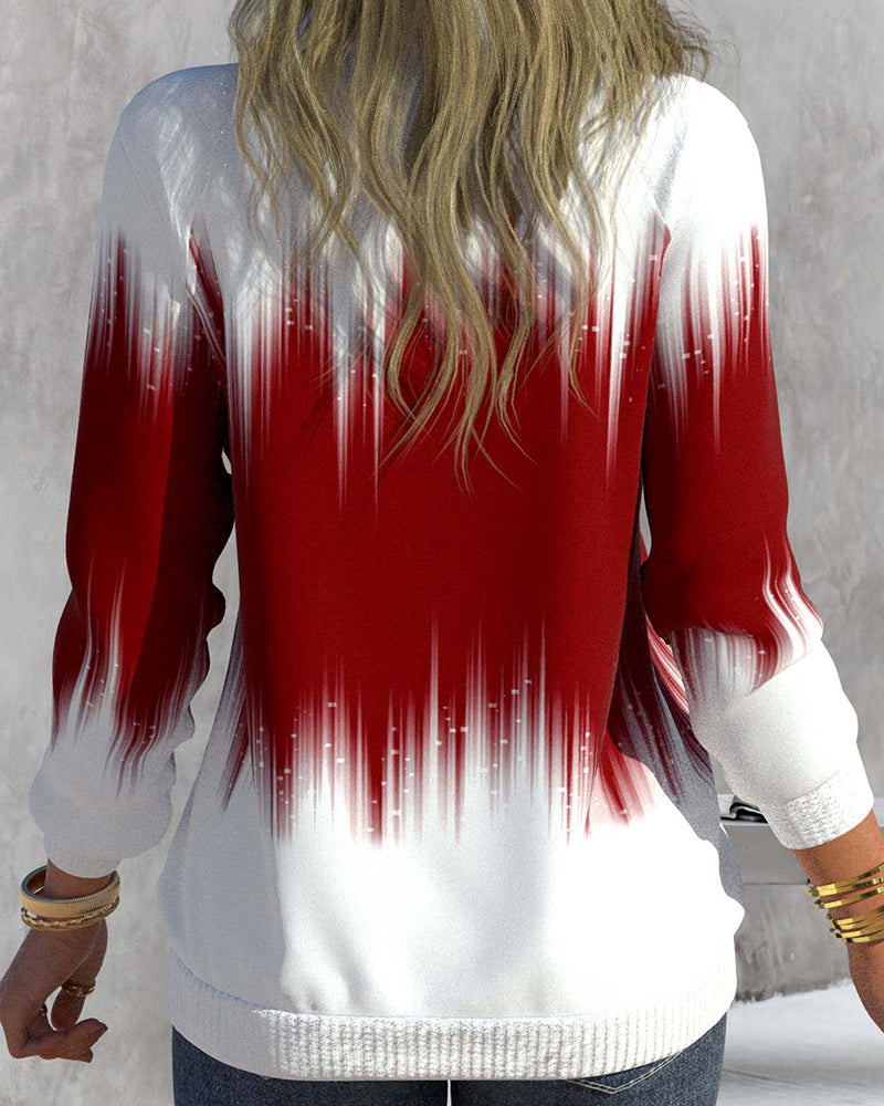 High Neck Gradient Print Sweatshirts