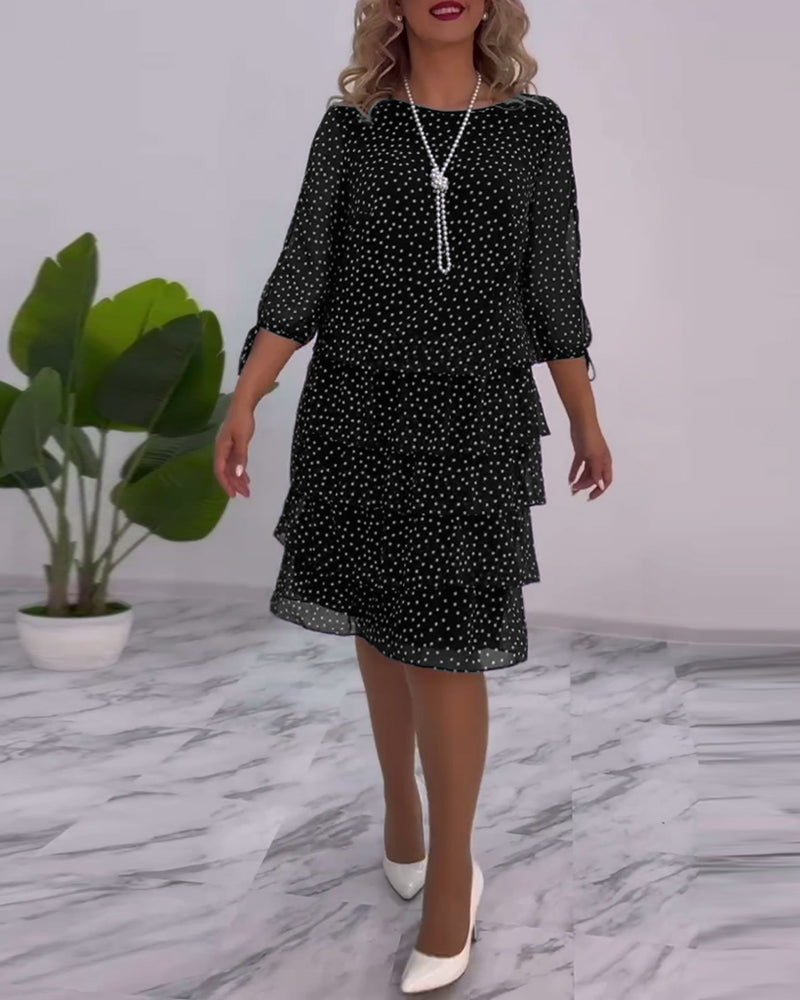 Polka dot print layered elegant dress