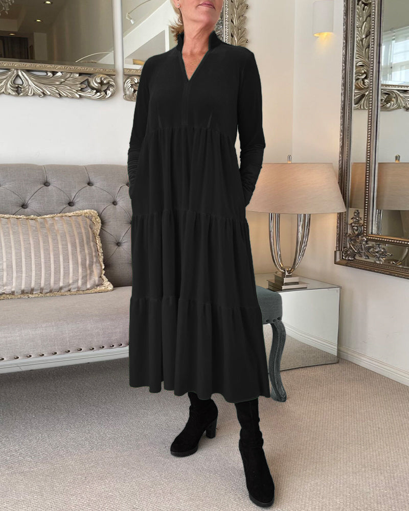 V-neck patchwork dress