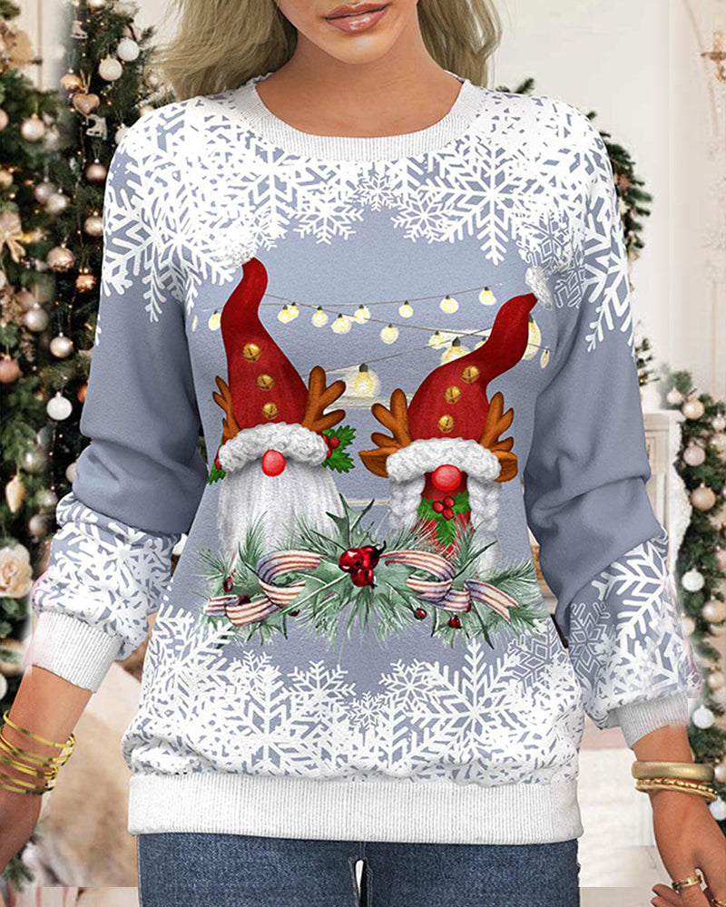 Christmas sweater with snowflake print and raglan sleeves