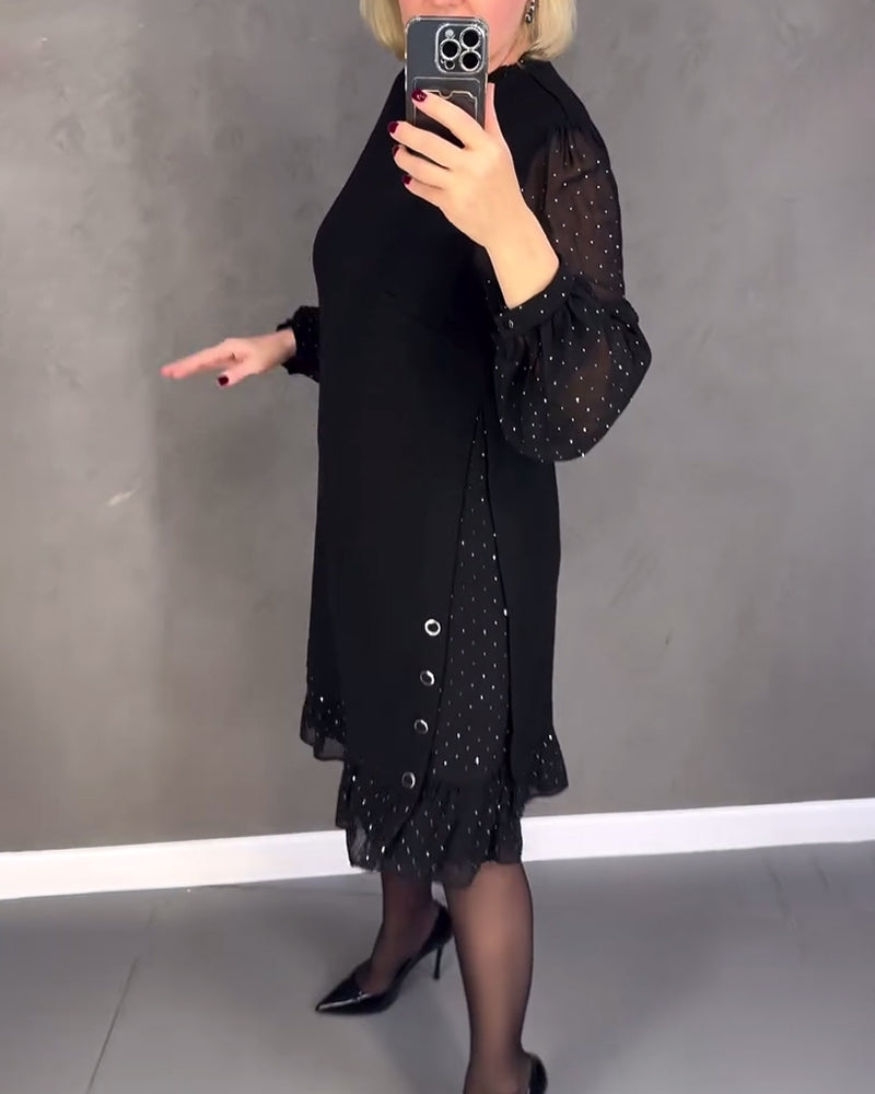Long-sleeved polka dot dress