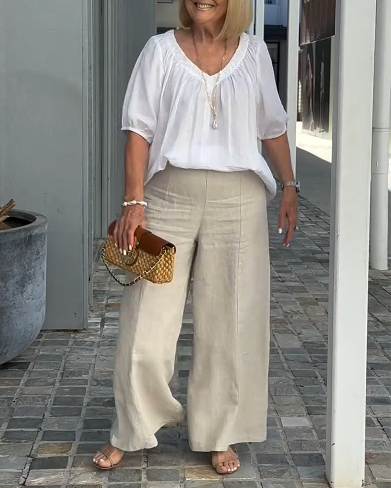 V-Neck Casual Lazy Trousers Set