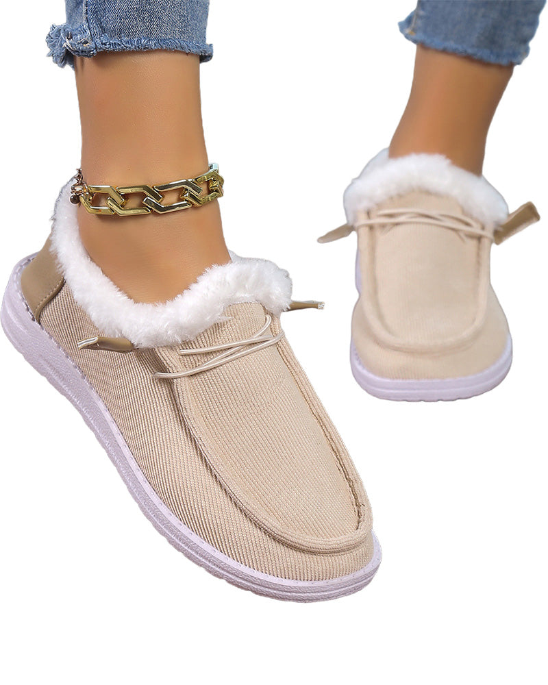 Solid color thick warm cotton shoes