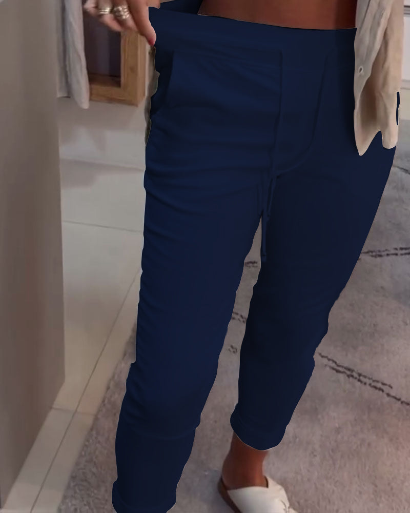 Drawstring Casual Pencil Pants