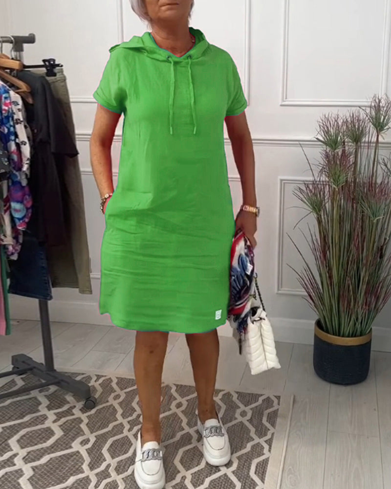 Hooded short sleeve casual dress