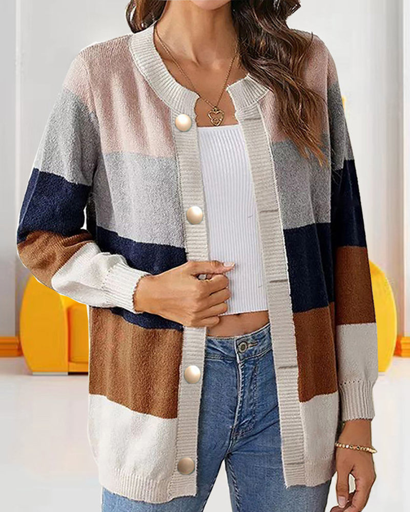 Colorblock cardigan for kvinner