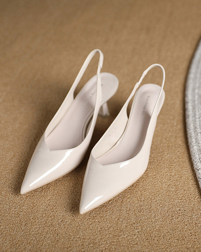 Solid color temperament pointed high heels