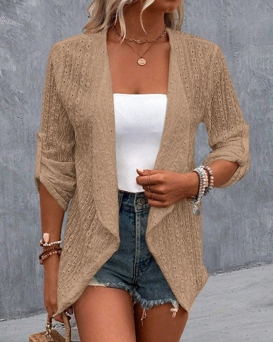 Simple solid color elegant cardigan