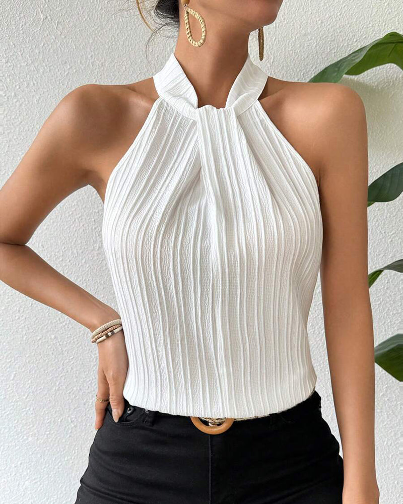 Sleeveless Halter Tank Top
