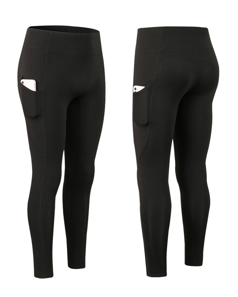 Solid color leggings with fleece pockets