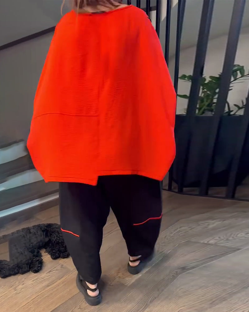 Loose Bloomers Casual Color-Blocking Set