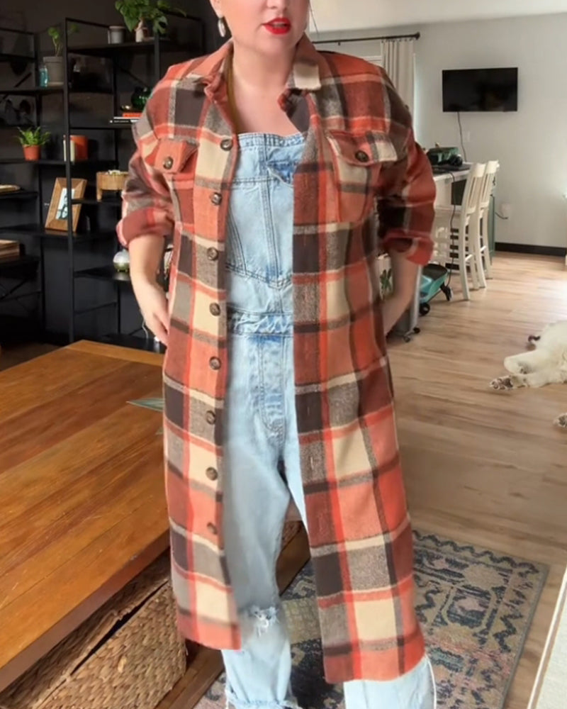 Casual plaid buttons coat