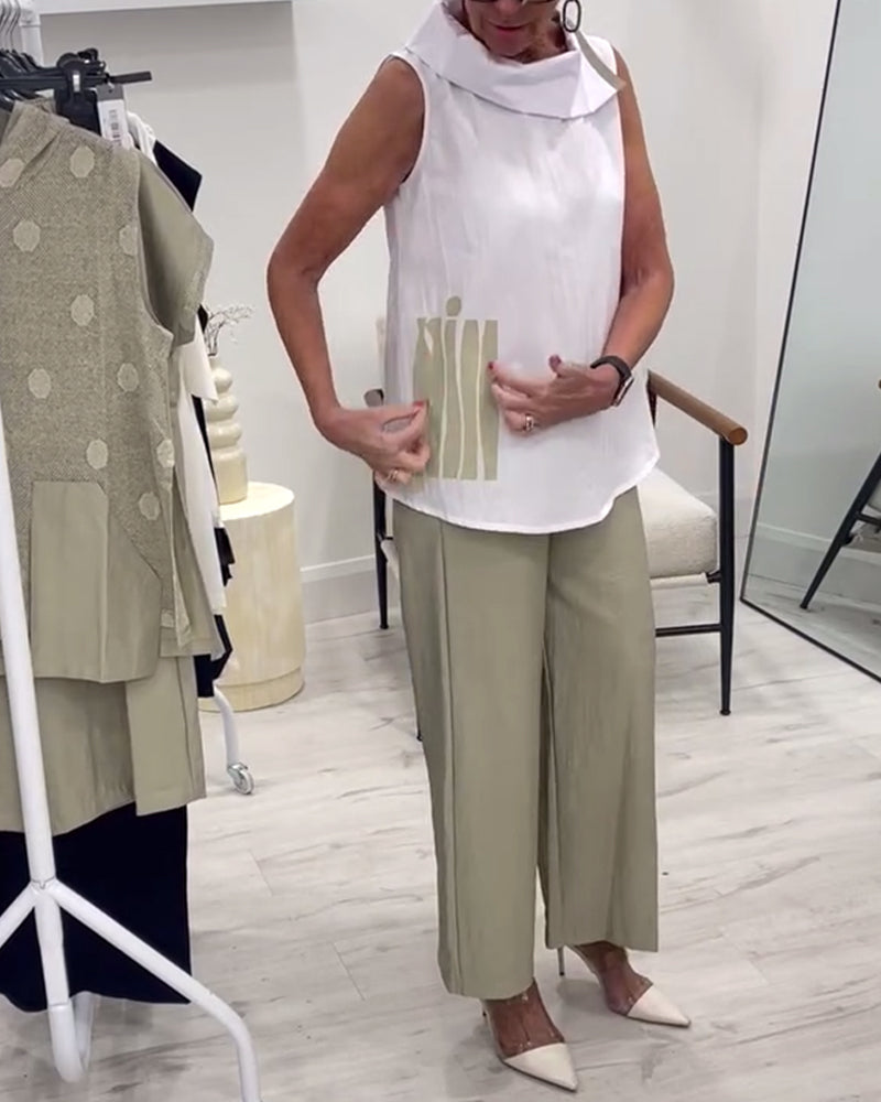 Sleeveless Wide Collar Fashion Suit