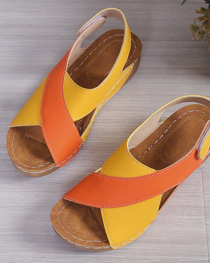 Colorblock Wedge Casual Sandal