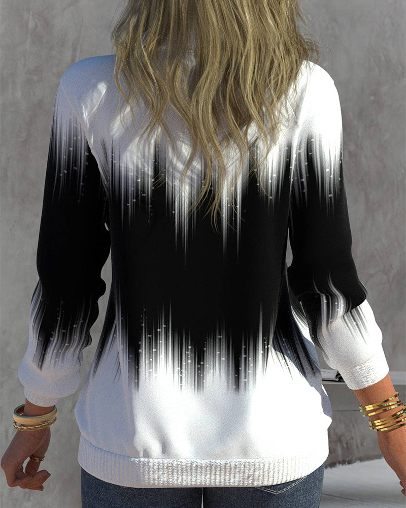 High Neck Gradient Print Sweatshirts