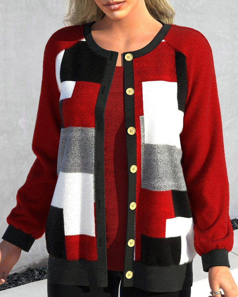 Color block paneled cardigan