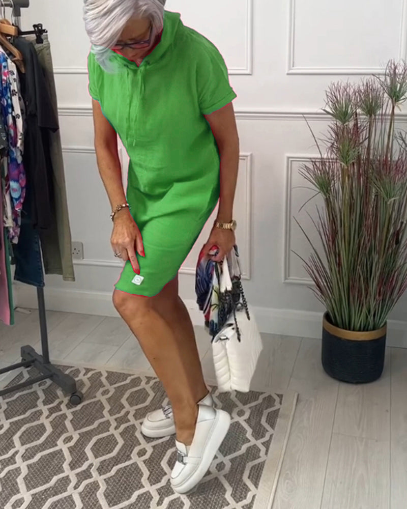 Hooded short sleeve casual dress
