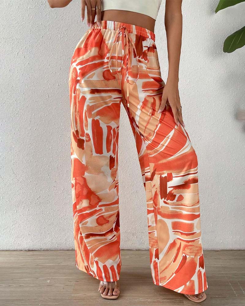 Casual printed wide-leg pants