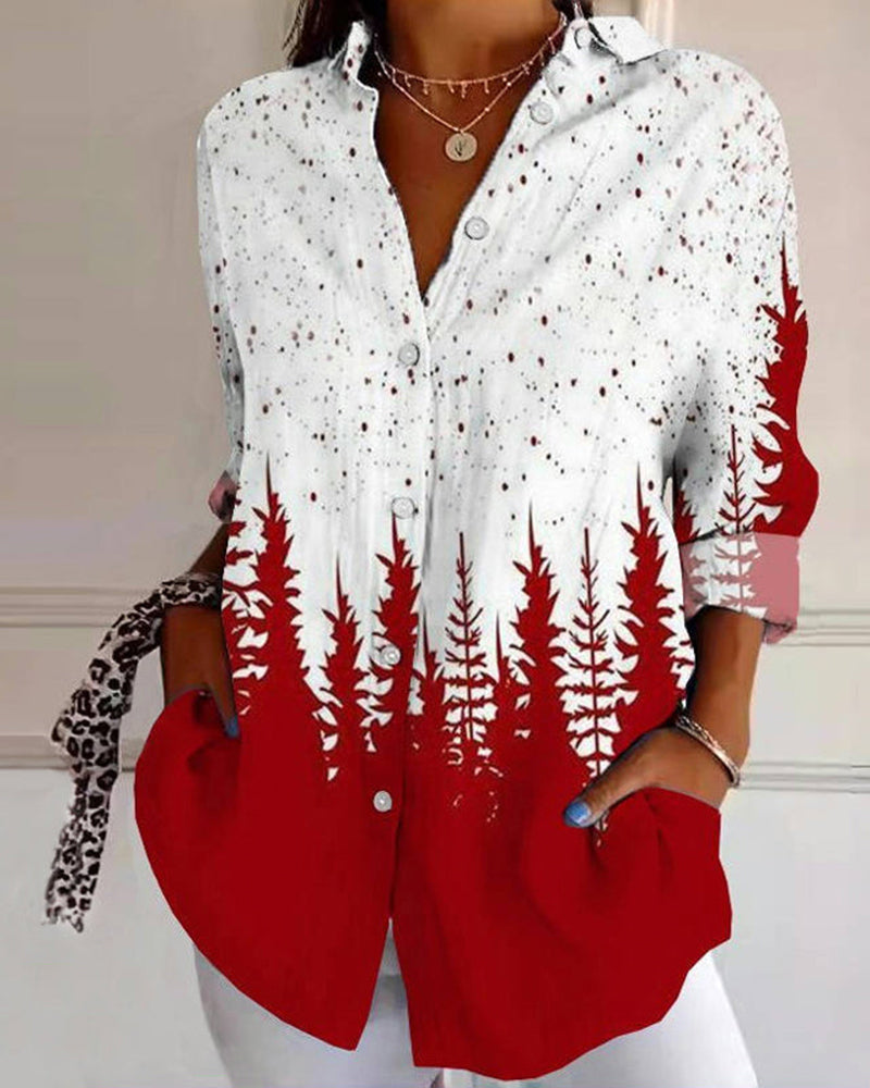 Casual Lapel Button-Down Printed Shirt