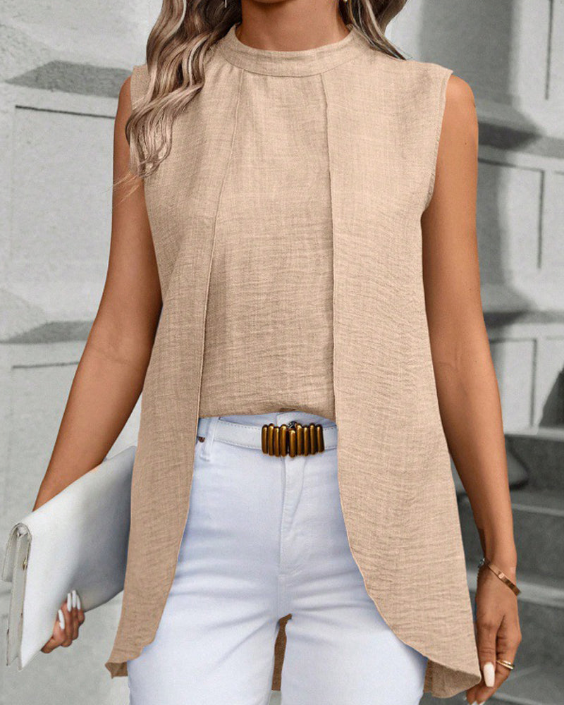 Elegant solid color sleeveless top