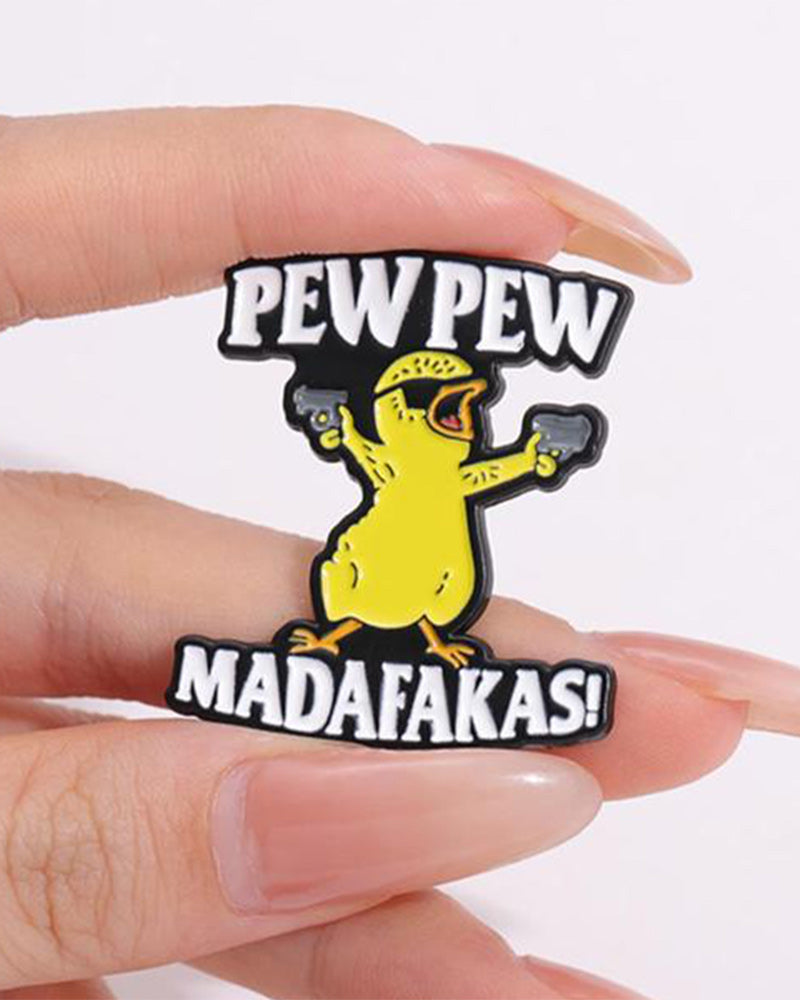 Letter & Cartoon Duck Design Brooch