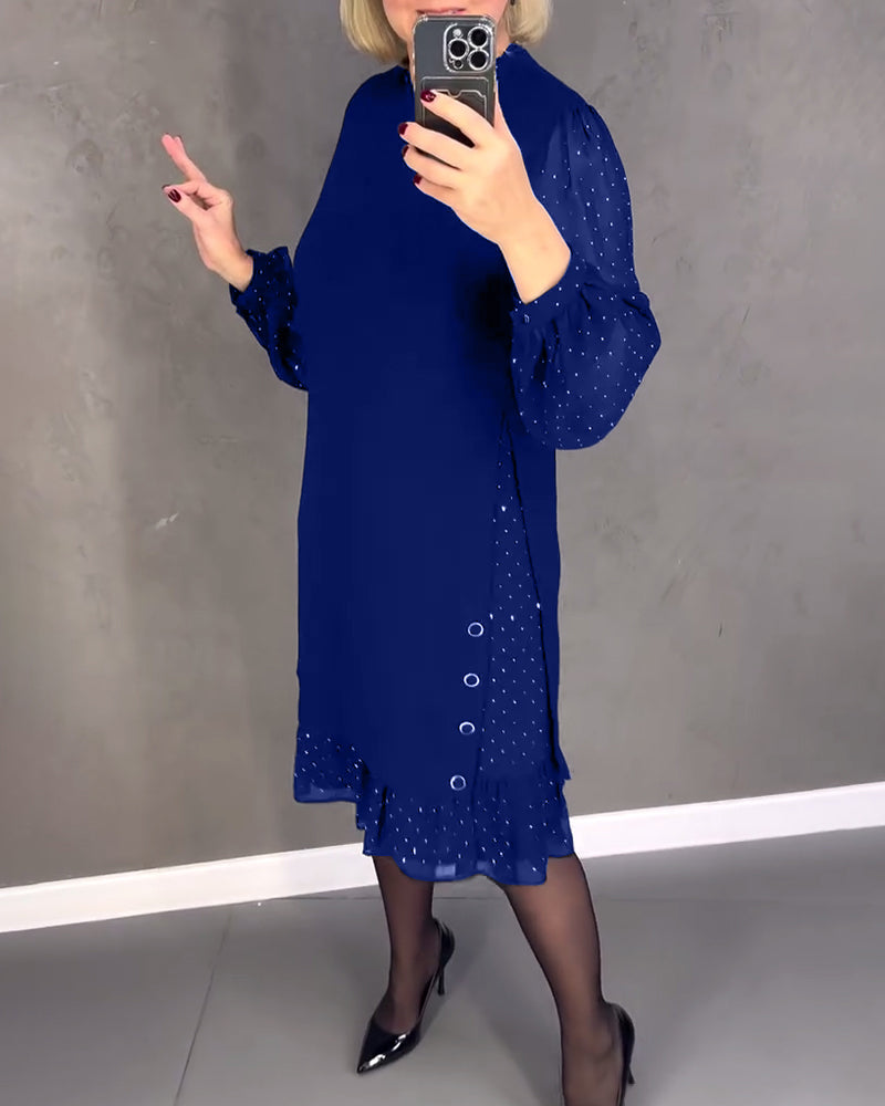 Long-sleeved polka dot dress