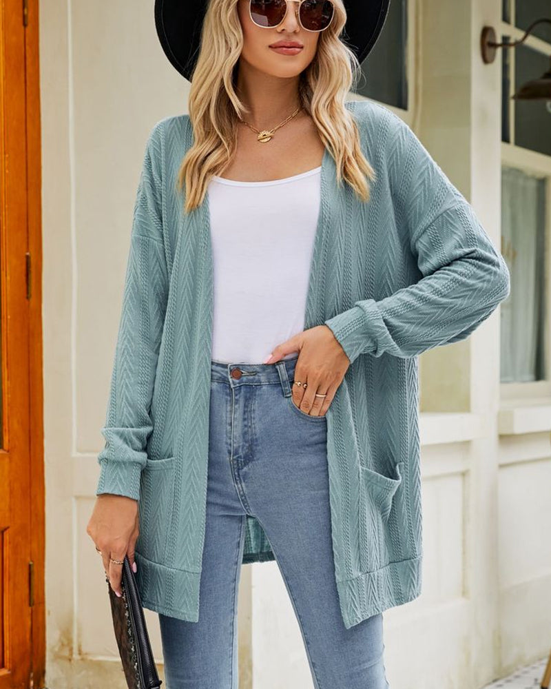 Solid color casual cardigan