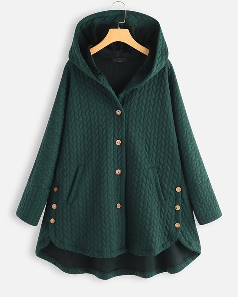 Hooded solid color loose coat