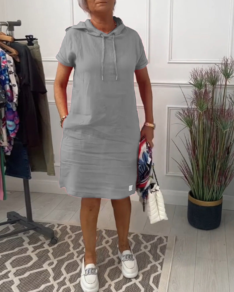 Hooded short sleeve casual dress