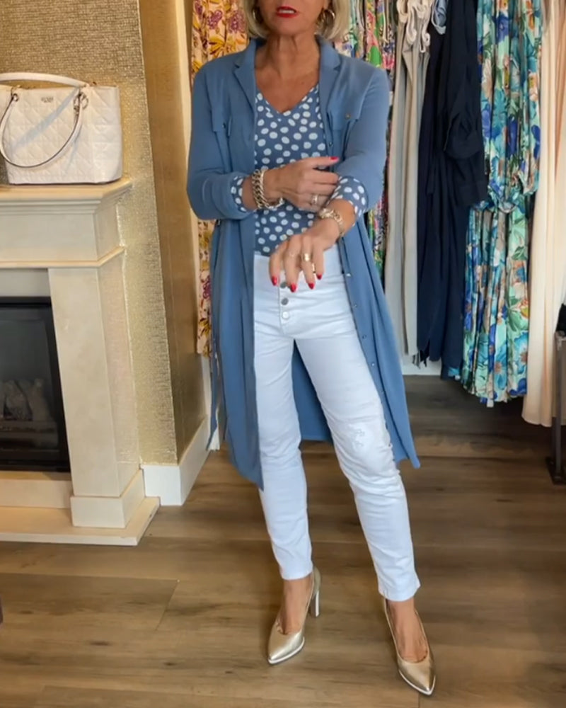 Casual solid color button down coat