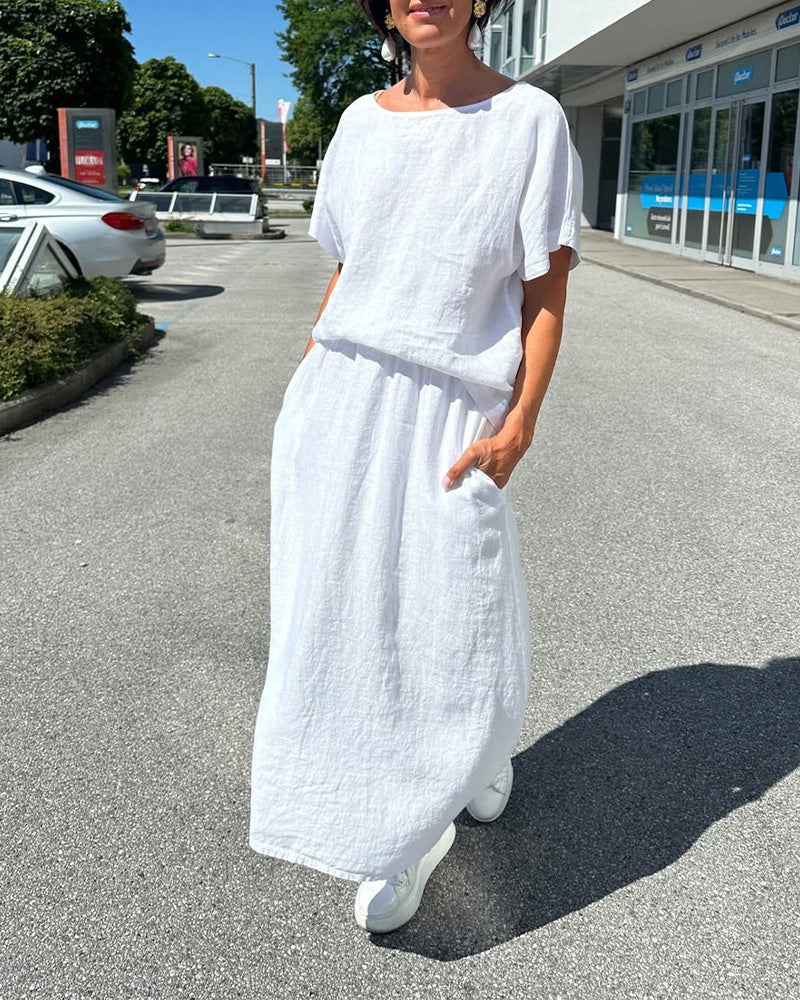 Solid Color Cotton And Linen Casual Suit