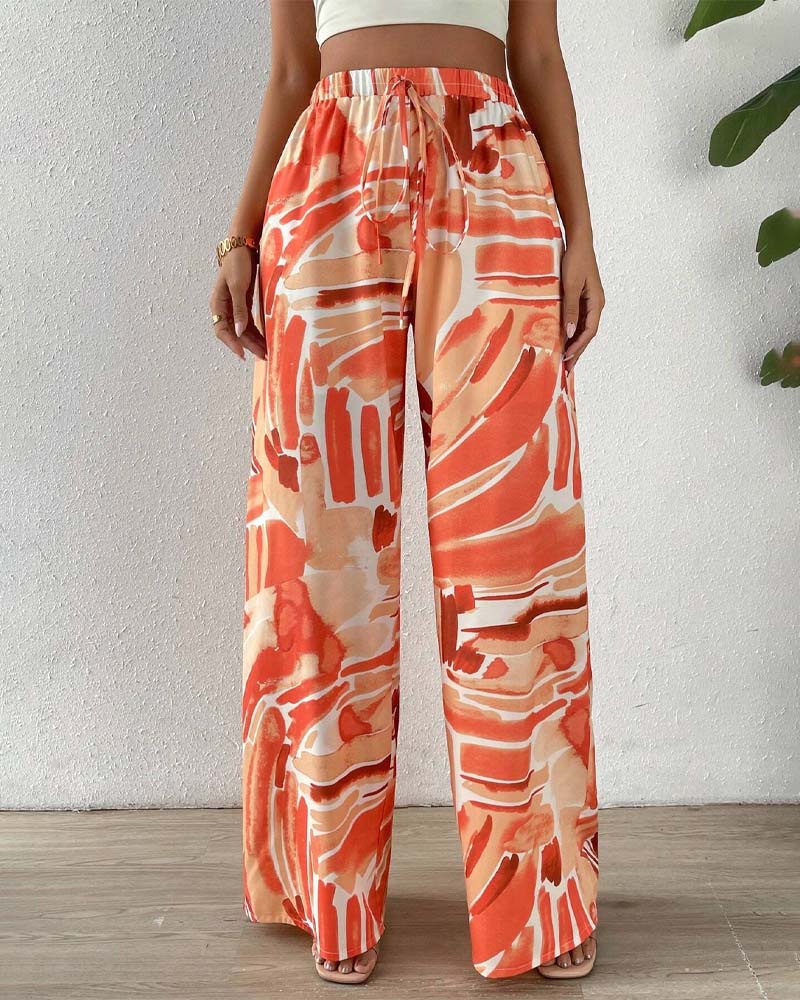 Casual printed wide-leg pants