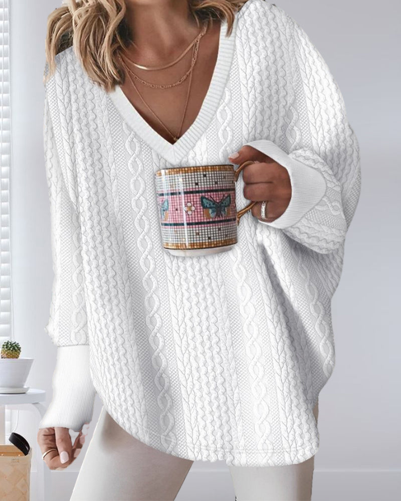 V neck long sleeve sweatshirt