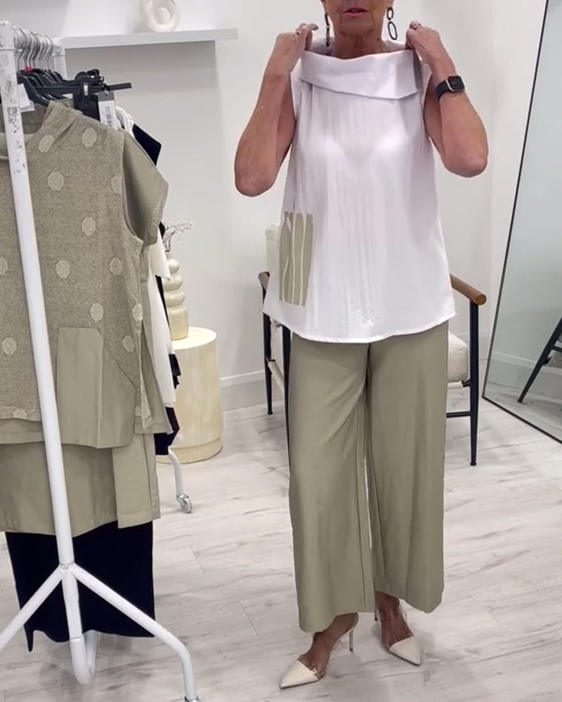 Sleeveless Wide Collar Fashion Suit