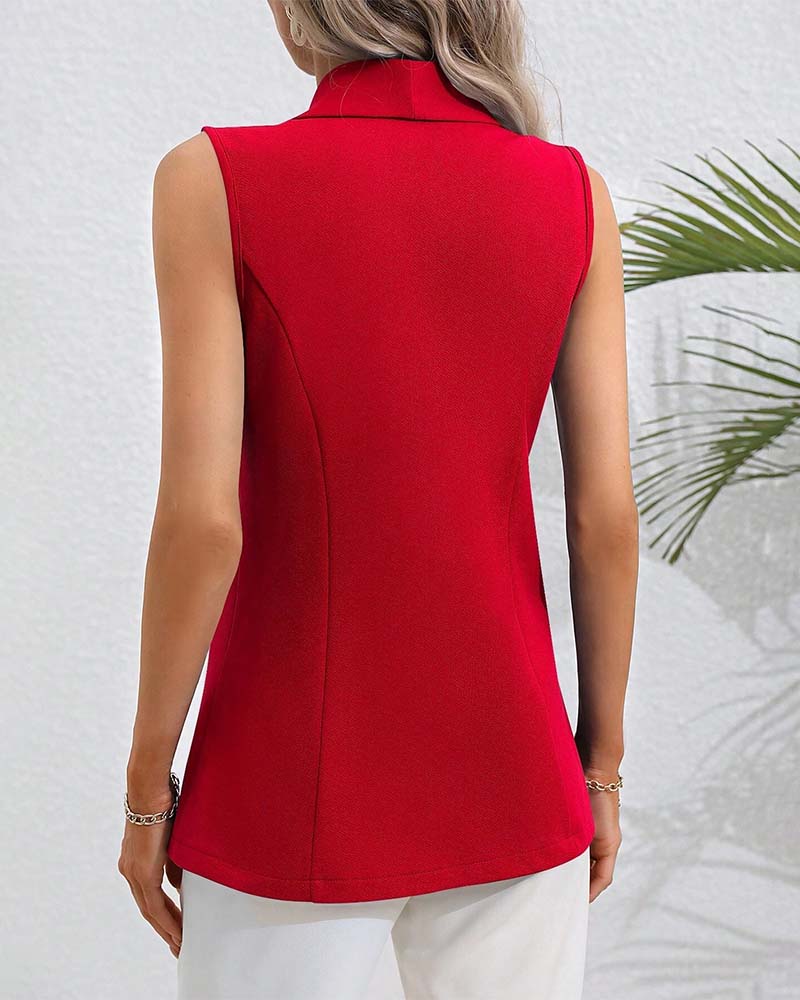 Single Button Sleeveless Cardigan Coat