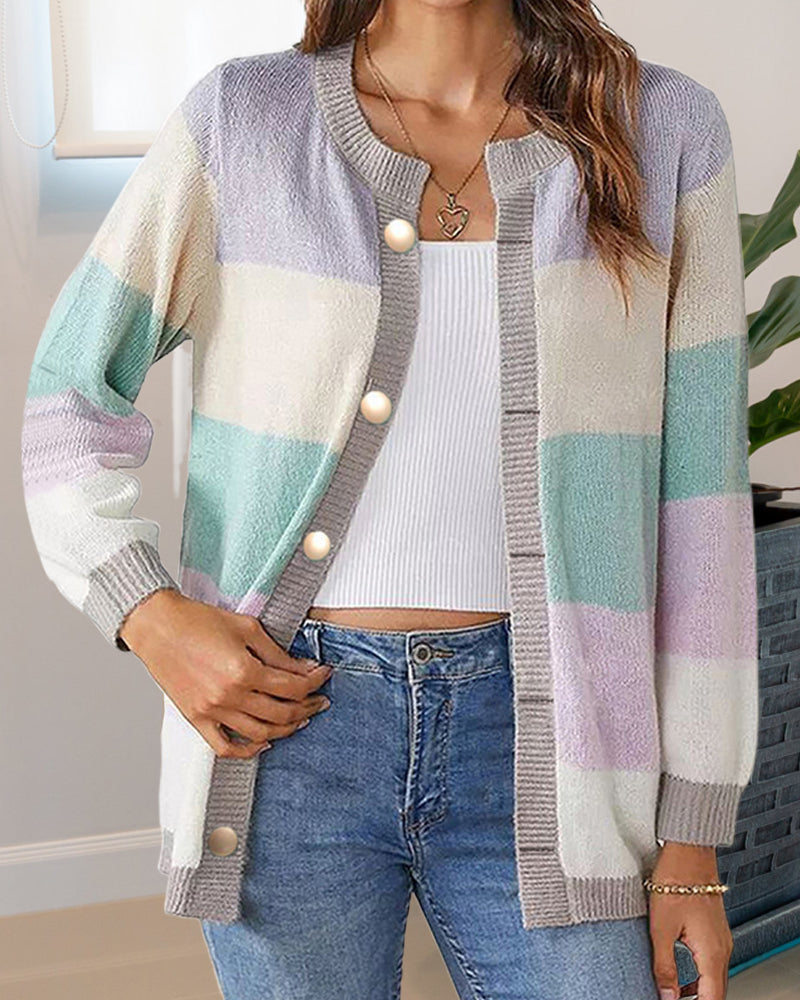 Colorblock cardigan for kvinner