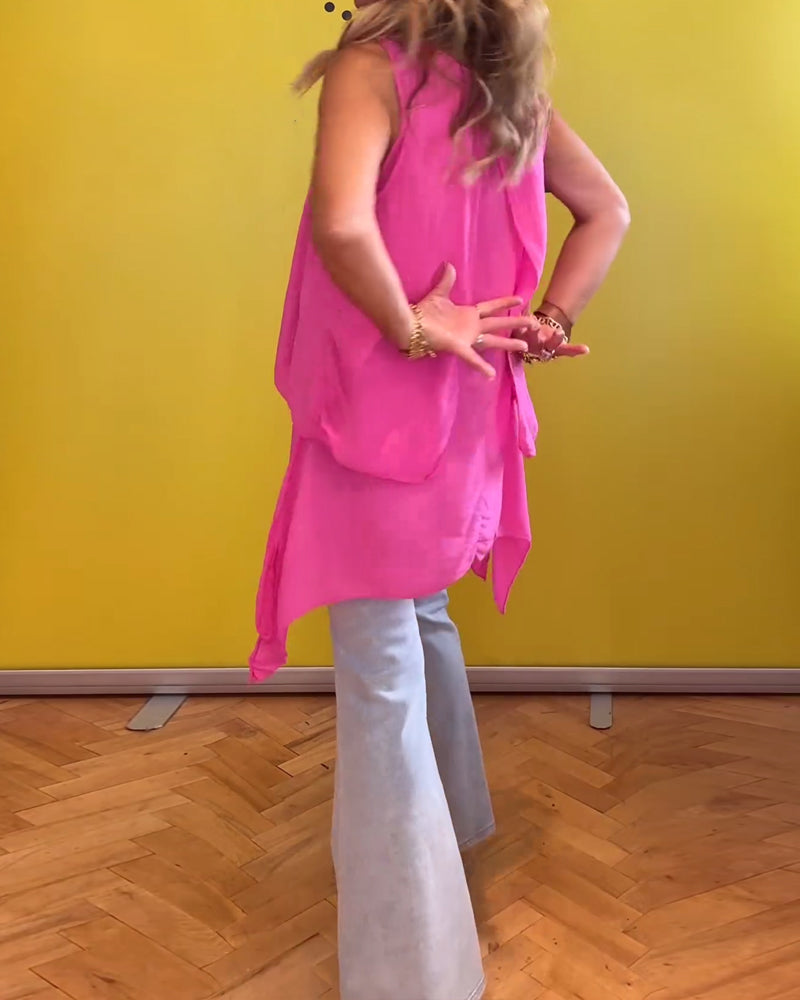 Sleeveless double-layered solid color top