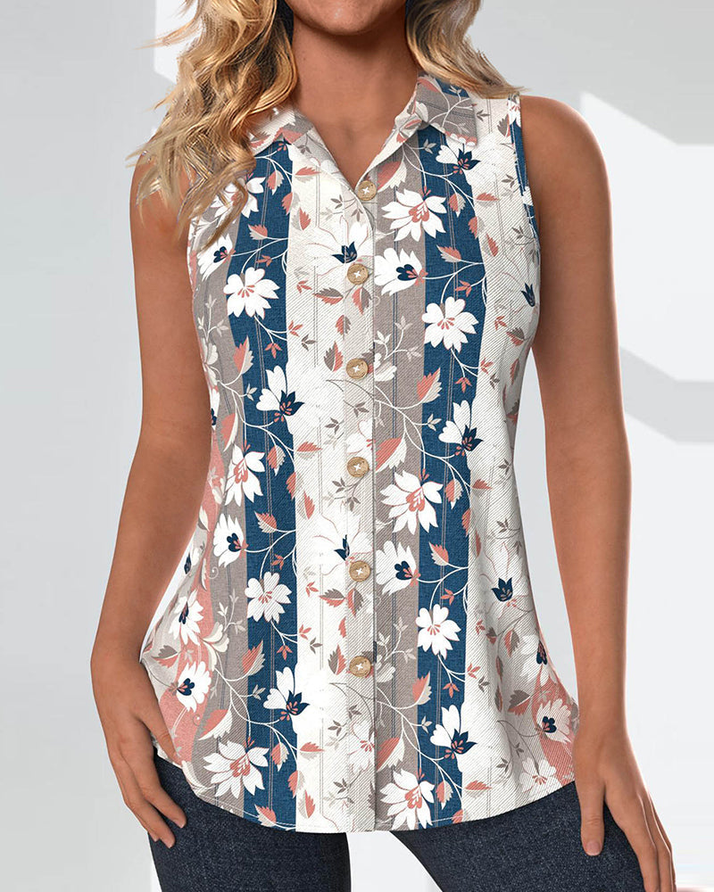 Casual sleeveless printed top