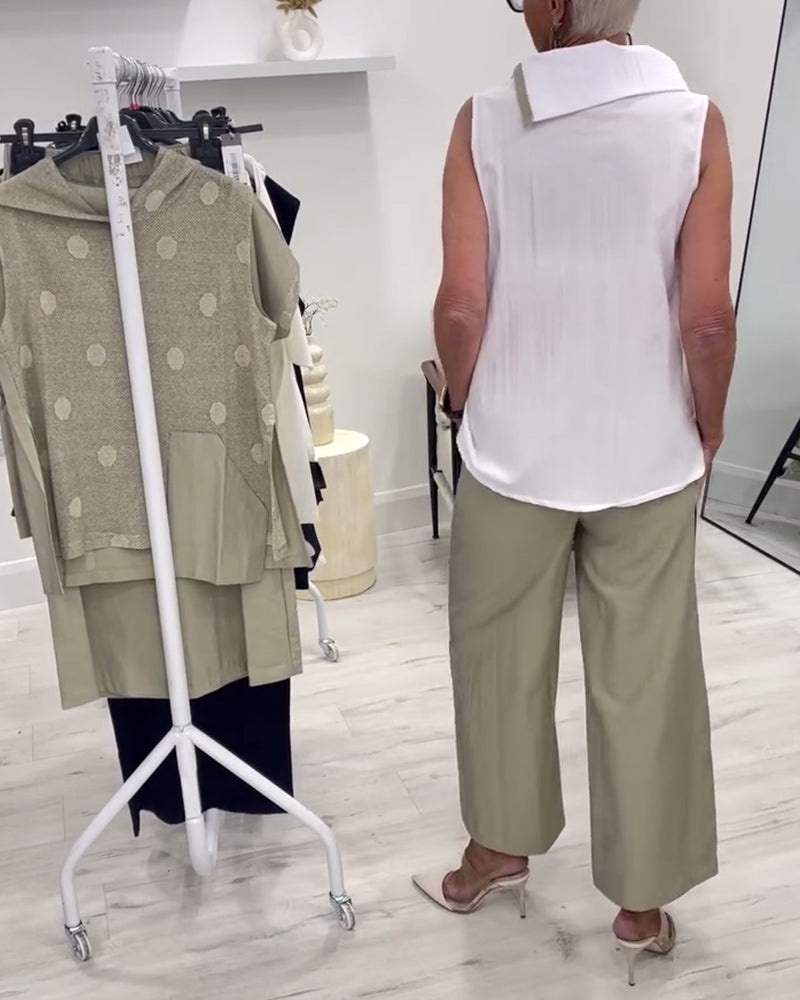 Sleeveless Wide Collar Fashion Suit