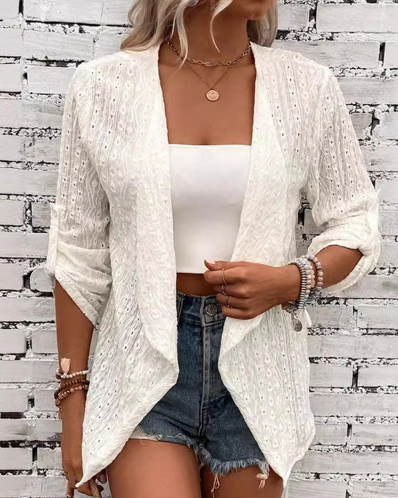Simple solid color elegant cardigan