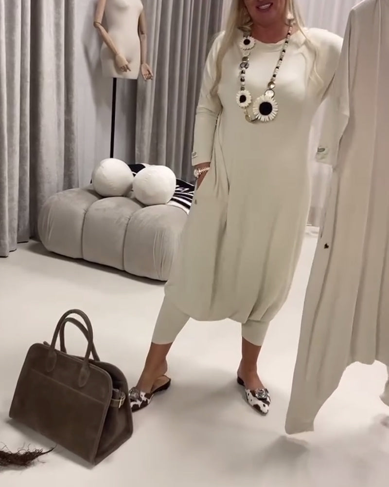 Solid Color Long Sleeve Casual Jumpsuit