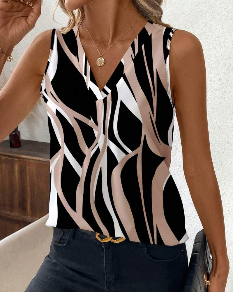 V-Neck Floral Sleeveless Vest