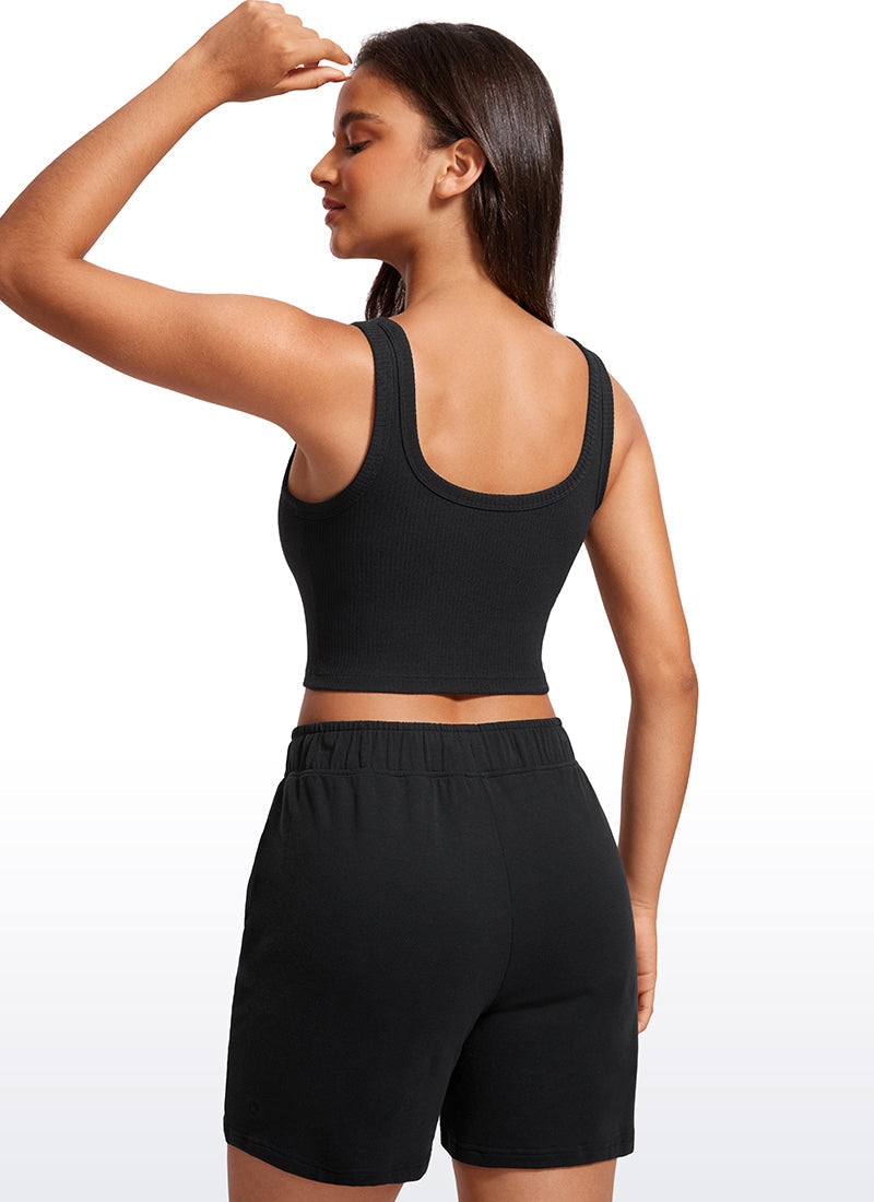 Ribbed U Neck Built in Bra Tank