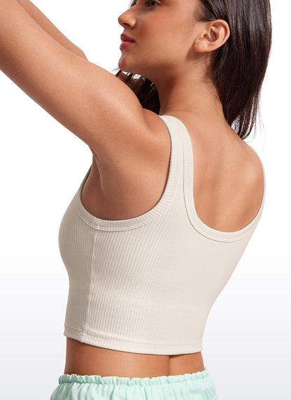Ribbed U Neck Built in Bra Tank