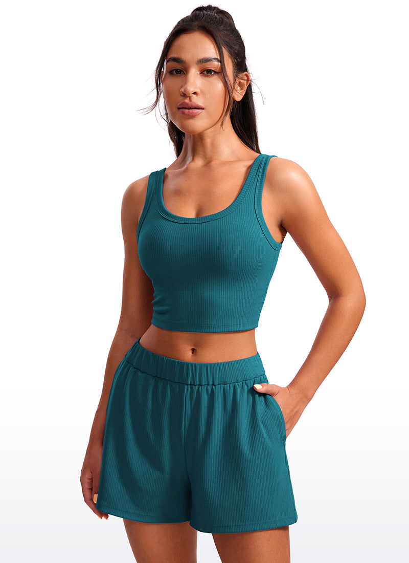 Ribbed U Neck Built in Bra Tank