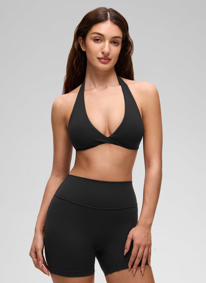 Butterluxe Double Lined Twist Halter Sports Bra