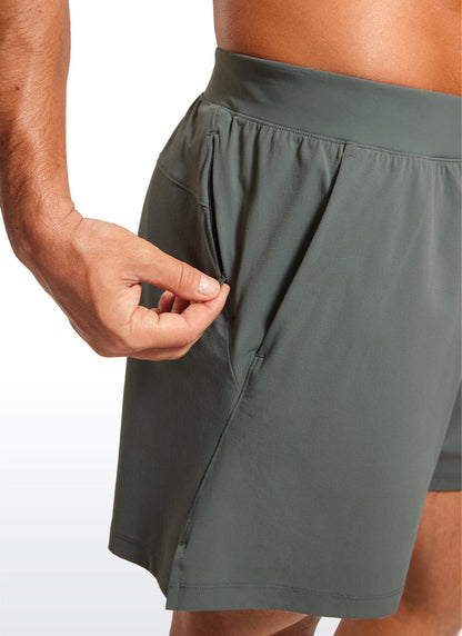 Lightweight Stretchy Athletic Workout Shorts with Zipper Pocket 5''
