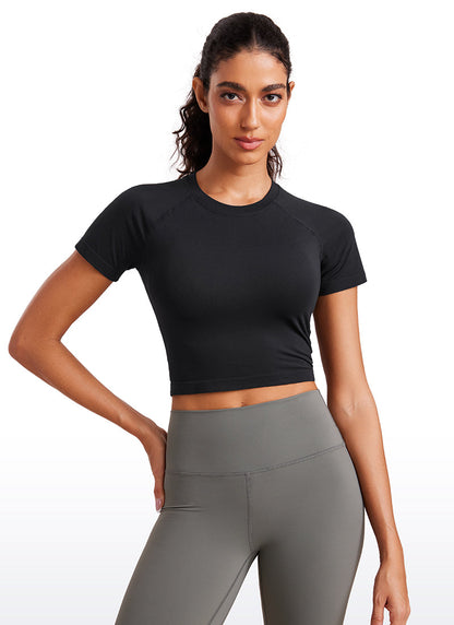 Seamless Crew Neck Cropped Short Sleeve
