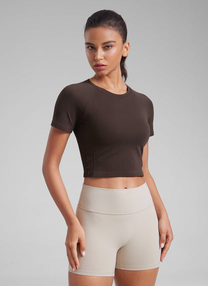 Seamless Crew Neck Cropped Short Sleeve